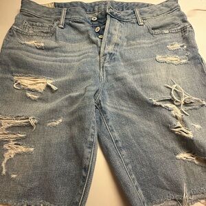 Abercrombie & Fitch Light Blue Denim Damage Shorts